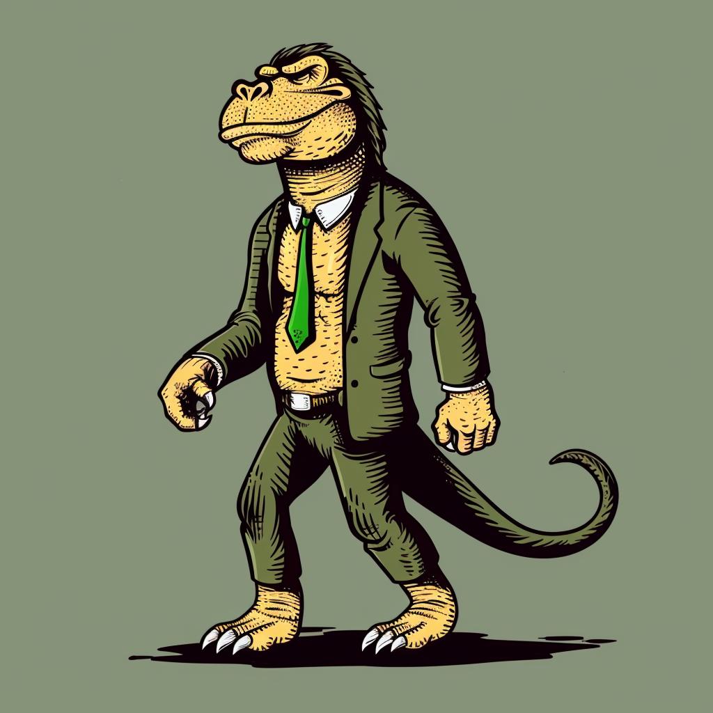 lizard  suit  tie  cartoon  character  whimsical  playful  humor  fashion  animal 939800