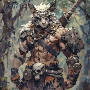 digital  painting  wolf  sword  armor  male  anime  style  beast  character 1075105
