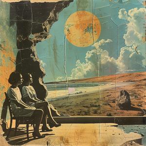 two  people  bench  window  surrealism  collage  modern  enigmatic  futuristic  art 1041280