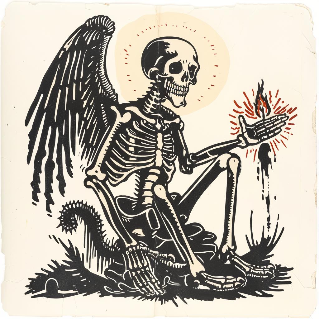 provocative  skeleton  wings  burning  cross  dark  occult  art  naturalistic  spiritual 935754