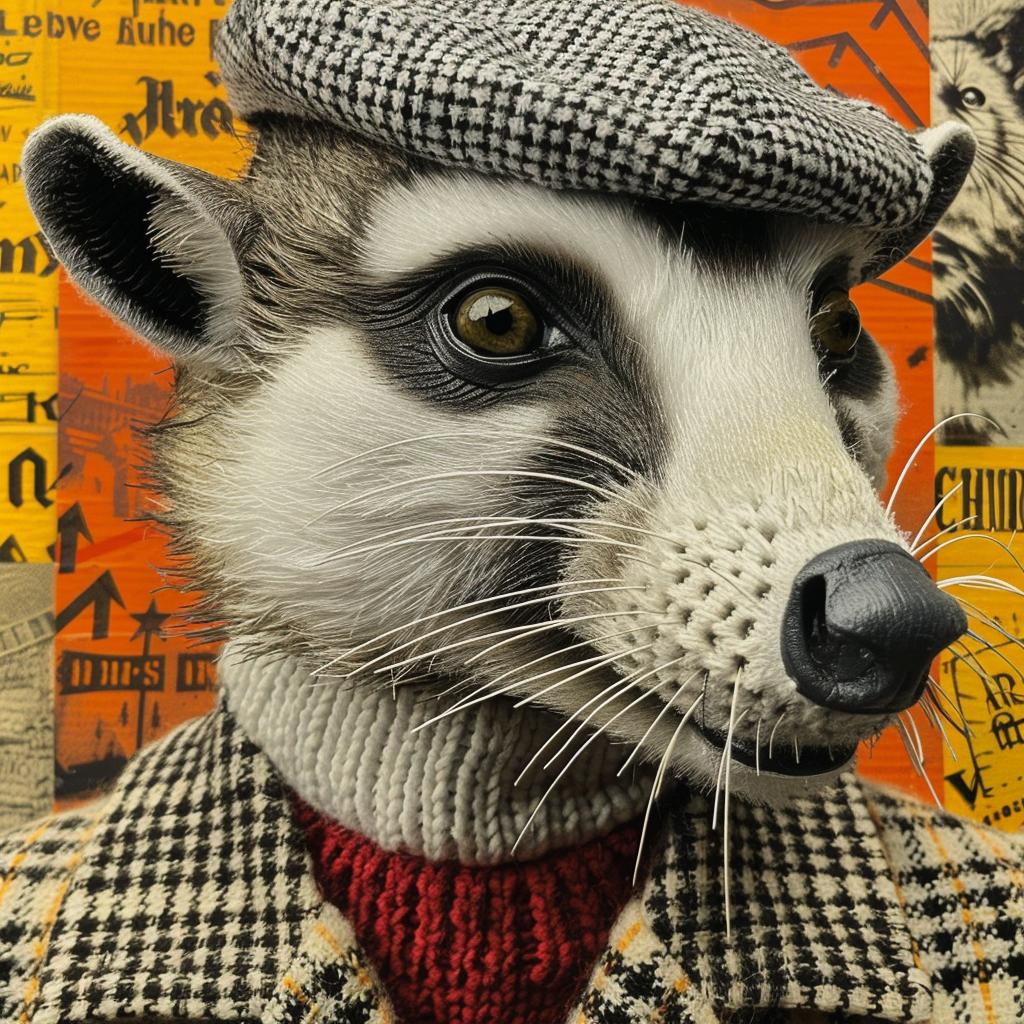 raccoon  painting  aggressive  minimal  hat  coat  urban  wildlife  playful  colorful 959049