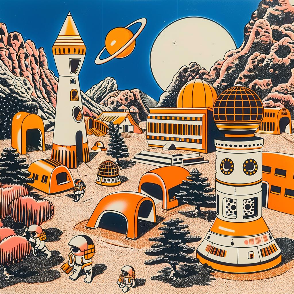 mars  solder  helmet  space  station  poster  orange  white  milling  whimsical 959640