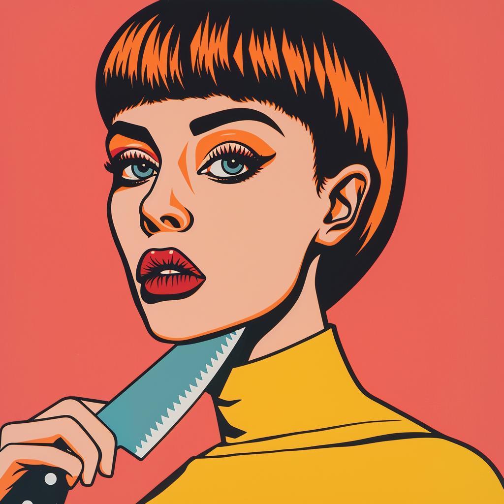 امرأة سكين رسم توضيحي لرجل بأسلوب تعبير ملون إبداعي 943736