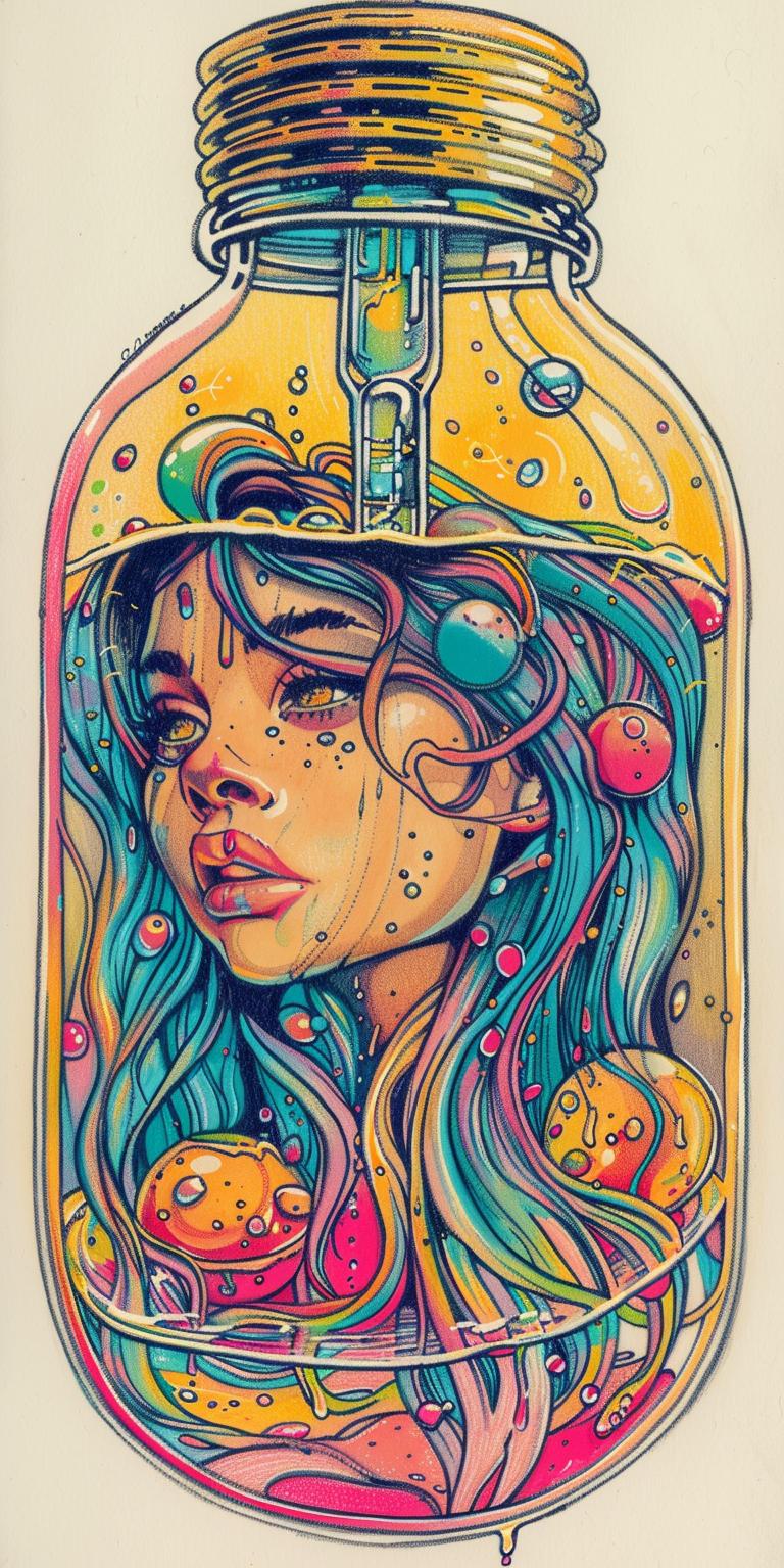 lightbulb  liquid  drowning  woman  colorful  painting  artistic  glass  dreamlike  imaginative 940548