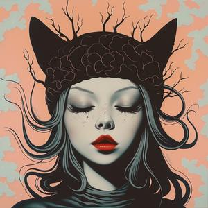 album  surreal  woman  blackhair  symbolist  cat  hyperrealistic  screenprinting  artwork  creative 1074854