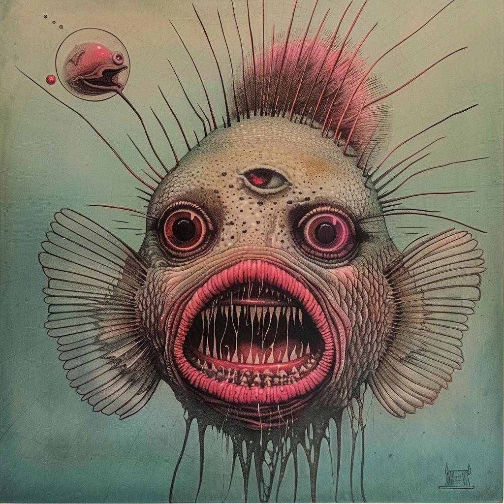 1917  horror  monster  fish  open  mouth  painting  dark  surreal  creature 948957