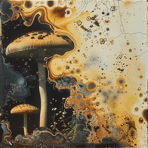 mushrooms  black  background  painting  chemigram  nature  organic  dark  artistic  colorful 1060692
