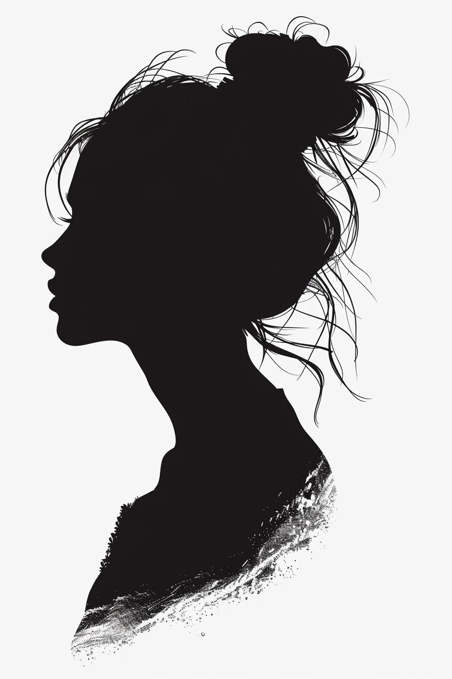 silhouette  woman  head  bun  vector  white  background  SVG  profile  minimal 954397