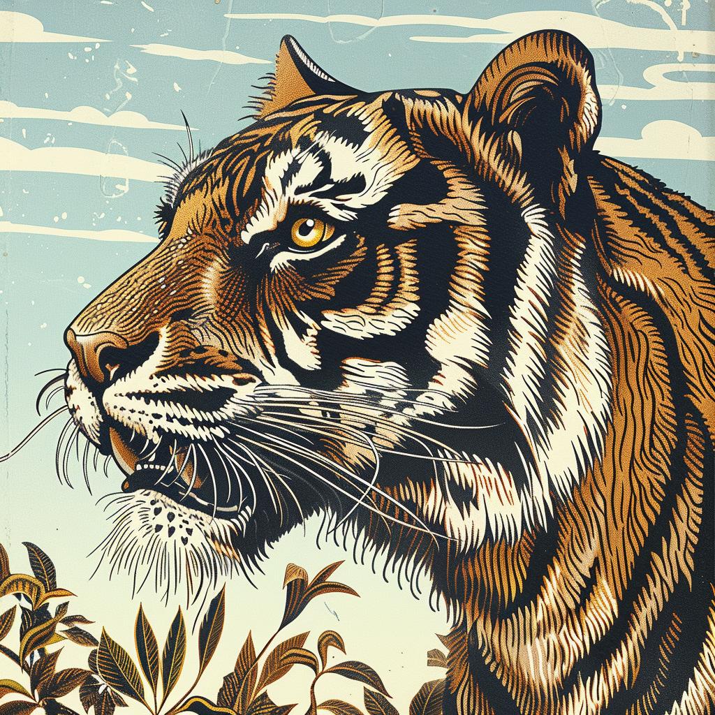 tiger  wildlife  poster  nature  illustration  colorful  fierce  stunning  animal  art 1015383