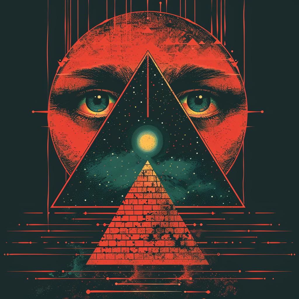 Retro  Sci-fi  Gouache  Illuminati  Pyramid  Cubist  Glitch  Cyberpunk  Poster  Xerox 922431