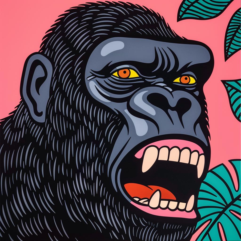 gorilla  painting  mouth  open  wildlife  animal  art  expressive  canvas  nature 973145