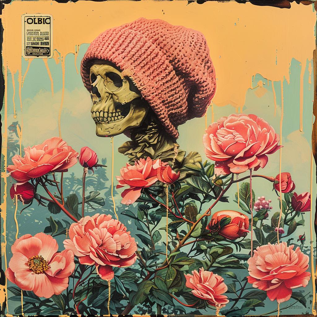 skeleton  hat  roses  painting  chromolithography  art  dark  illustration  graphic  visualart 1015664