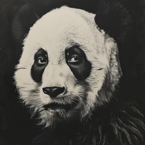 رسم سريالي لدب الباندا الهجين، رمزي، أسود وأبيض، فن العيون الداكنة 1077418