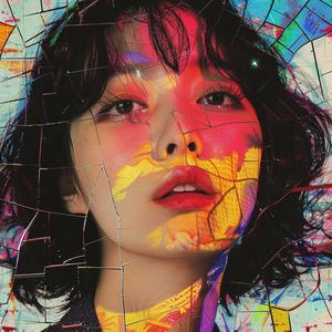 album  cover  Ukiyo-e  surreal  flowerpunk  mirror  colorful  chaos  screenprinting  Risograph 1077946