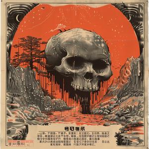 skull  sea  Japanese  poster  art  graphic  chromolithography  stylized  colorful  surreal 1039421