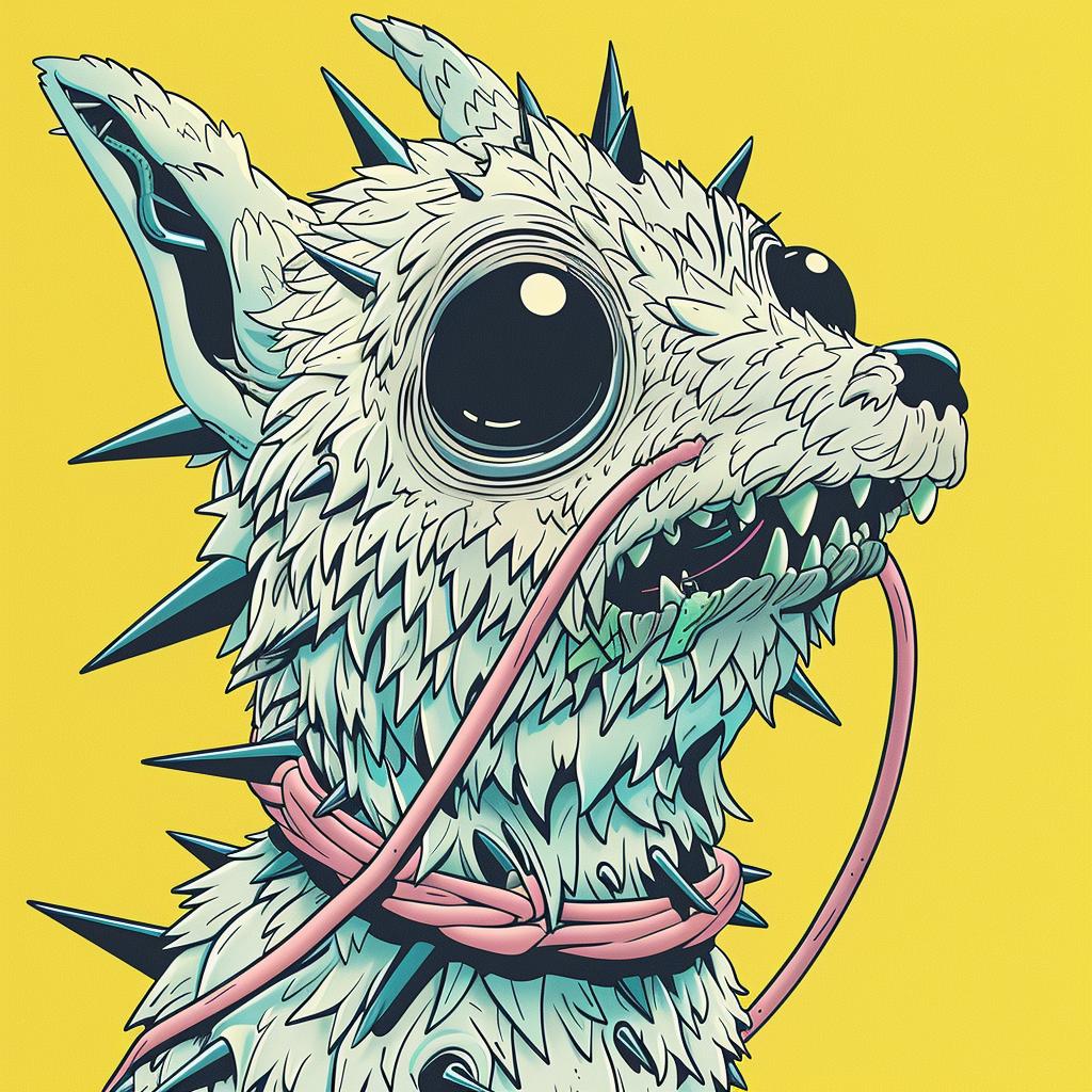 bunyipa  mythical  terrifying  spiked  collar  creature  cartoon  dog  dark  illustration 927909