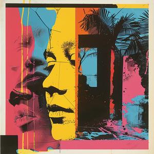 woman  face  palm  trees  symbolist  album  cover  risograph  painting  surreal 1079550