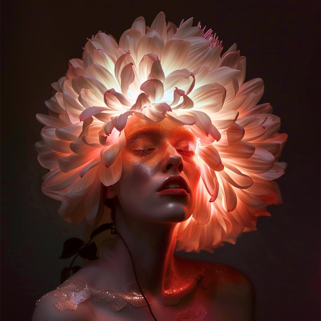 lifestyle  surreal  photography  woman  flower  headpiece  glow  Nadar  artistic  portrait 1026974