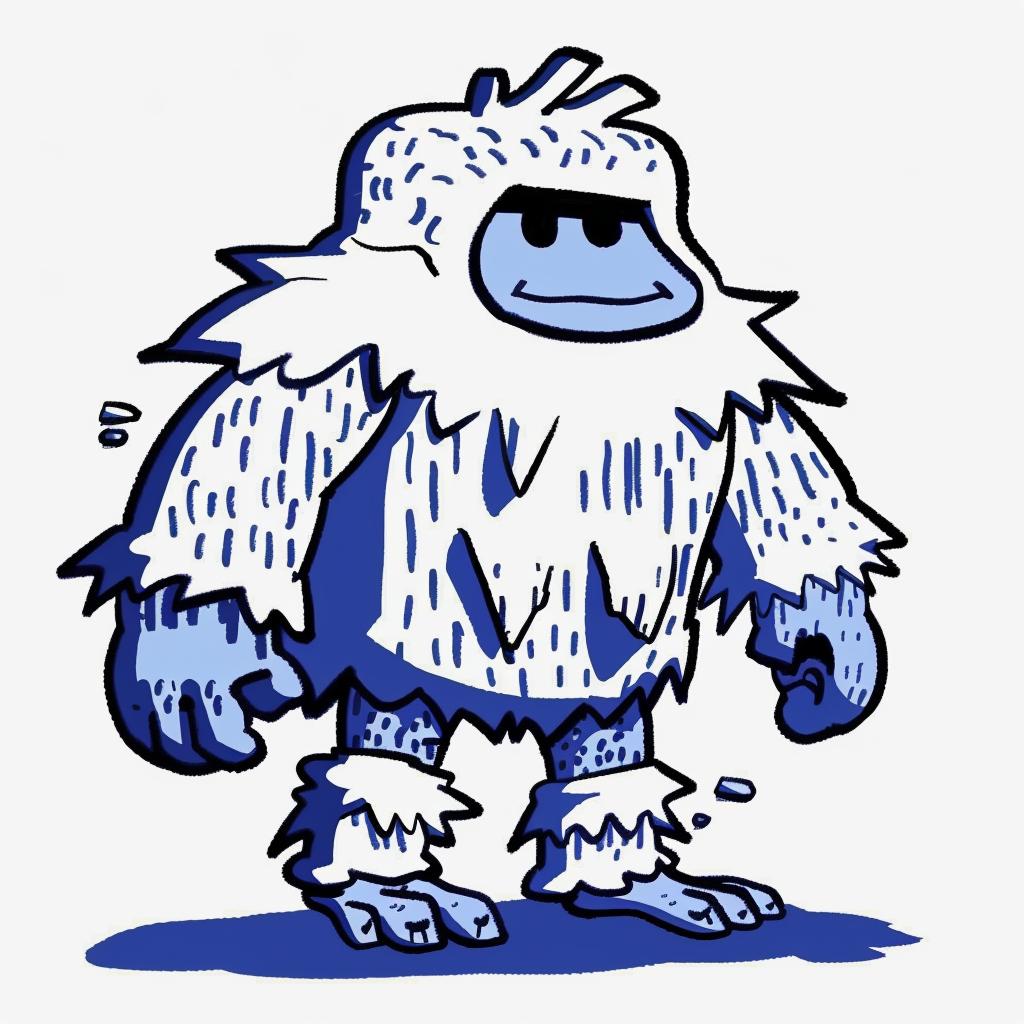 cartoon  yeti  blue  white  background  illustration  character  playful  colorful  whimsical 1027802