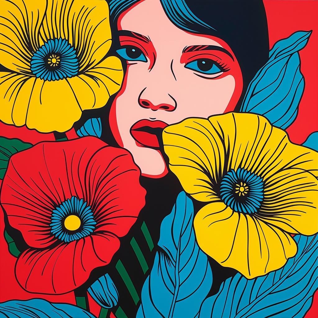 flowers  woman  illustration  artistic  vibrant  colorful  bloom  bold  folk  design 945070