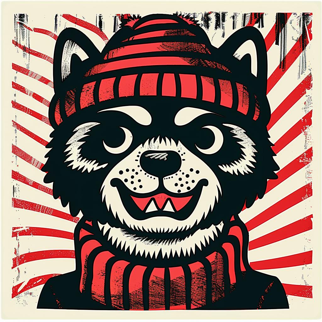 raccoon  hat  scarf  poster  urban  streetwise  animal  humorous  playful  design 957595