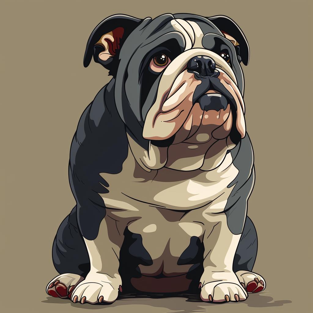 bulldog  cartoon  2D  Ralph  style  cute  pet  animal  illustration  whimsical 971288