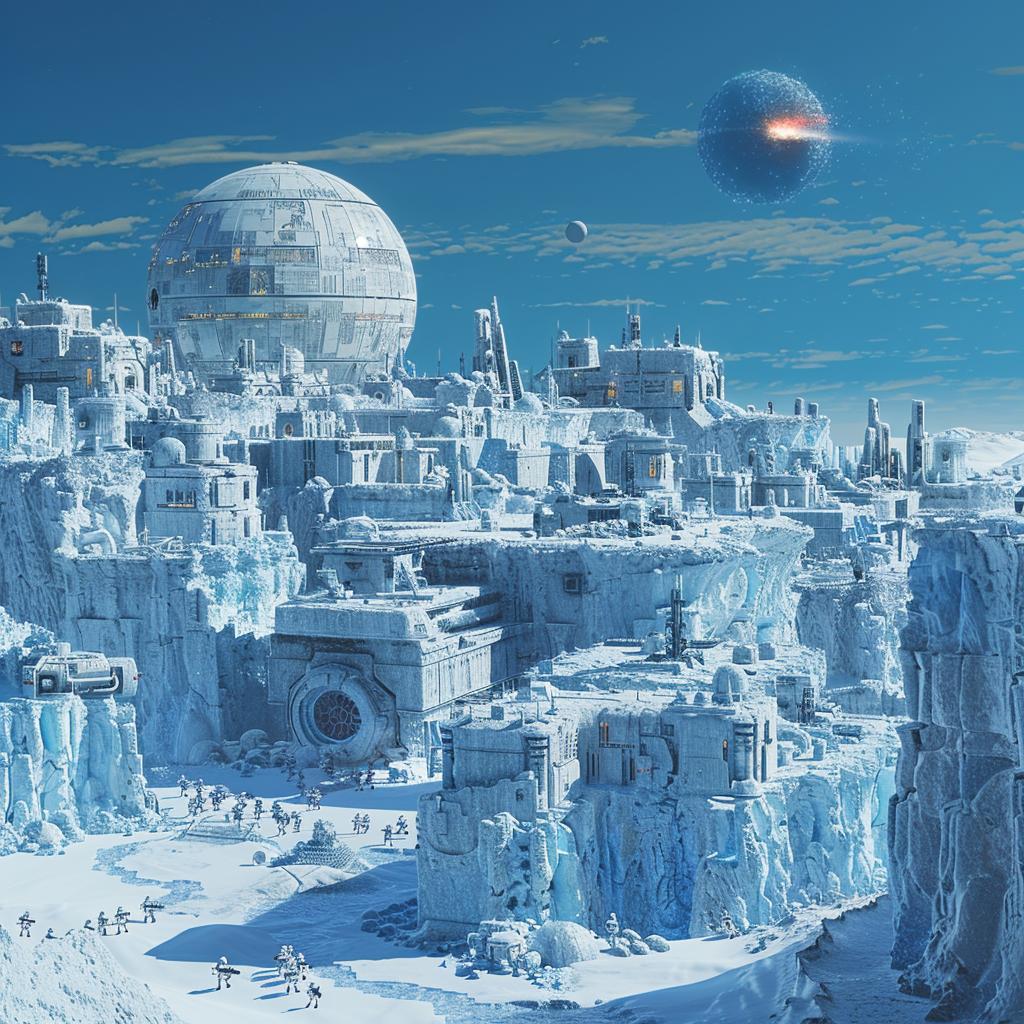 city  ice  dystopian  blue  white  buildings  Stormtroopers  sky  explosion  propaganda 954791