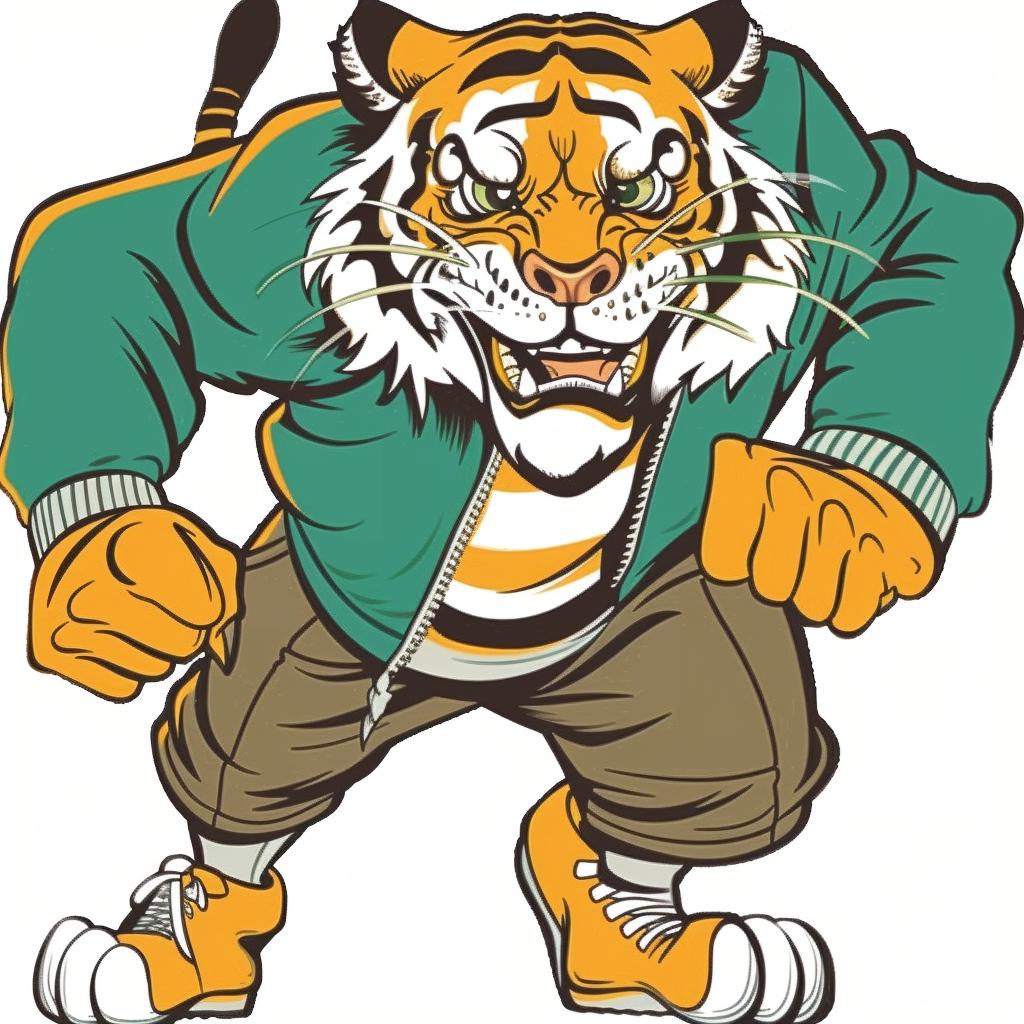 cartoon  tiger  college  mascot  dynamic  angry  pennant  sweater  black  outline 920176