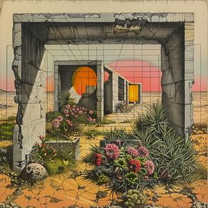 pristine  Antoni  Gaudi  home  painting  desert  building  background  colorful  landscape 1036517