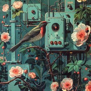 bird  machine  painting  chromolithography  surreal  technology  animal  colorful  scene  detailed 1060165