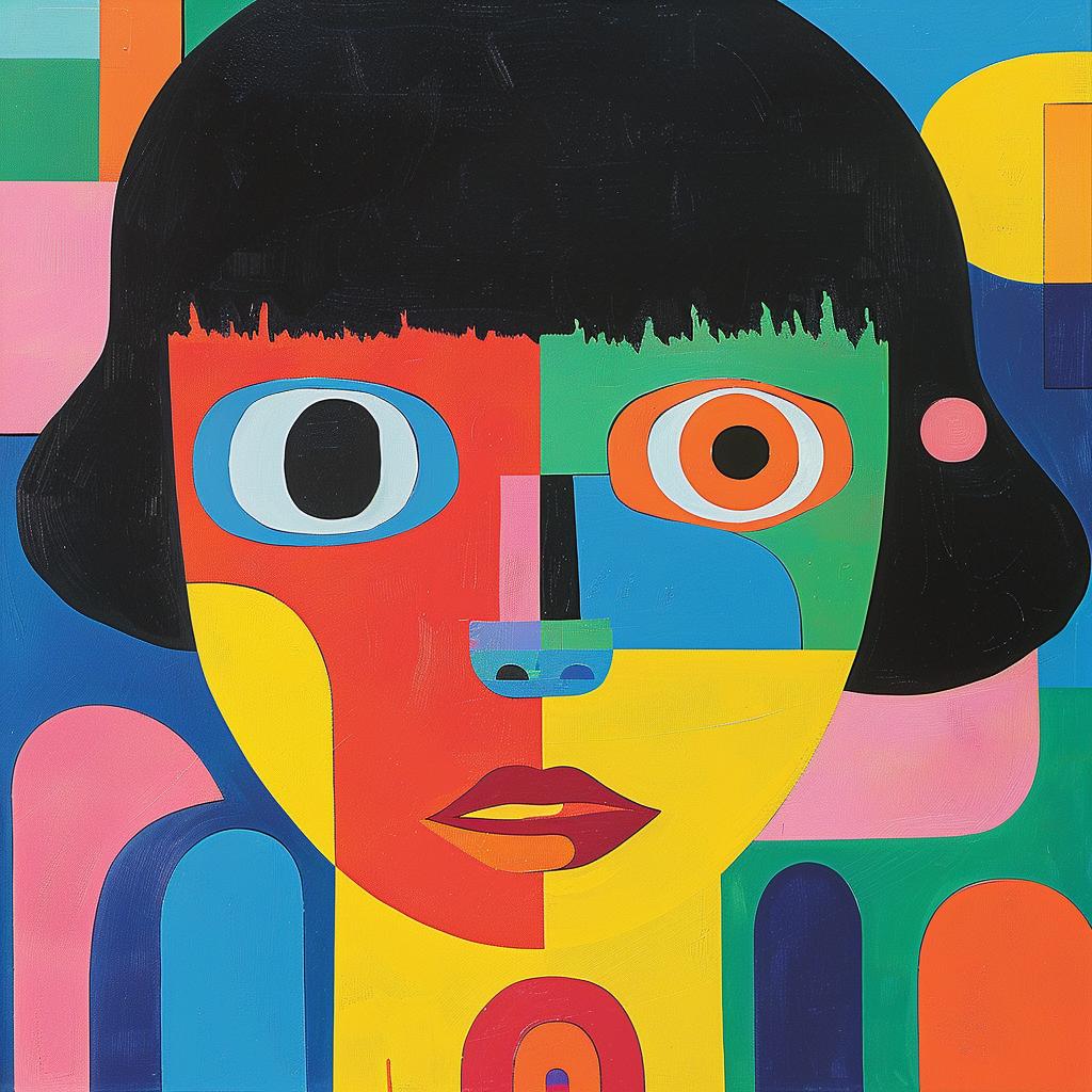 surreal  album  cover  abstract  expressionism  woman  black  hair  colorful  painting 977480