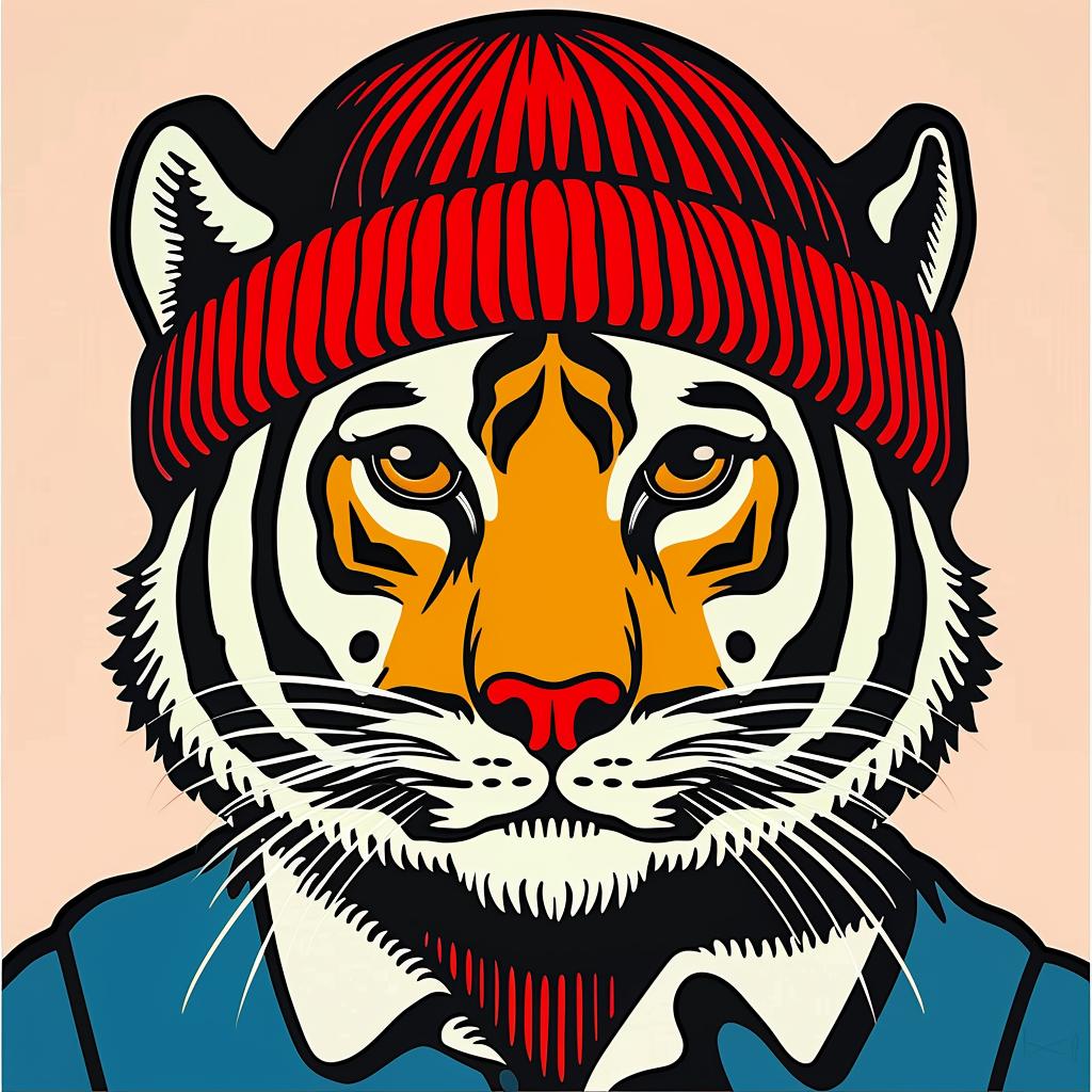 tiger  hat  shirt  blue  knit  cartoon  animal  funny  illustration  whimsical 940160