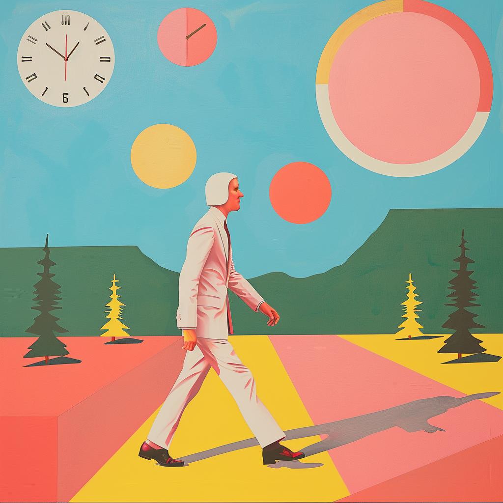 man  walking  path  clock  time  surreal  art  creative  imagery  symbolic 1017977