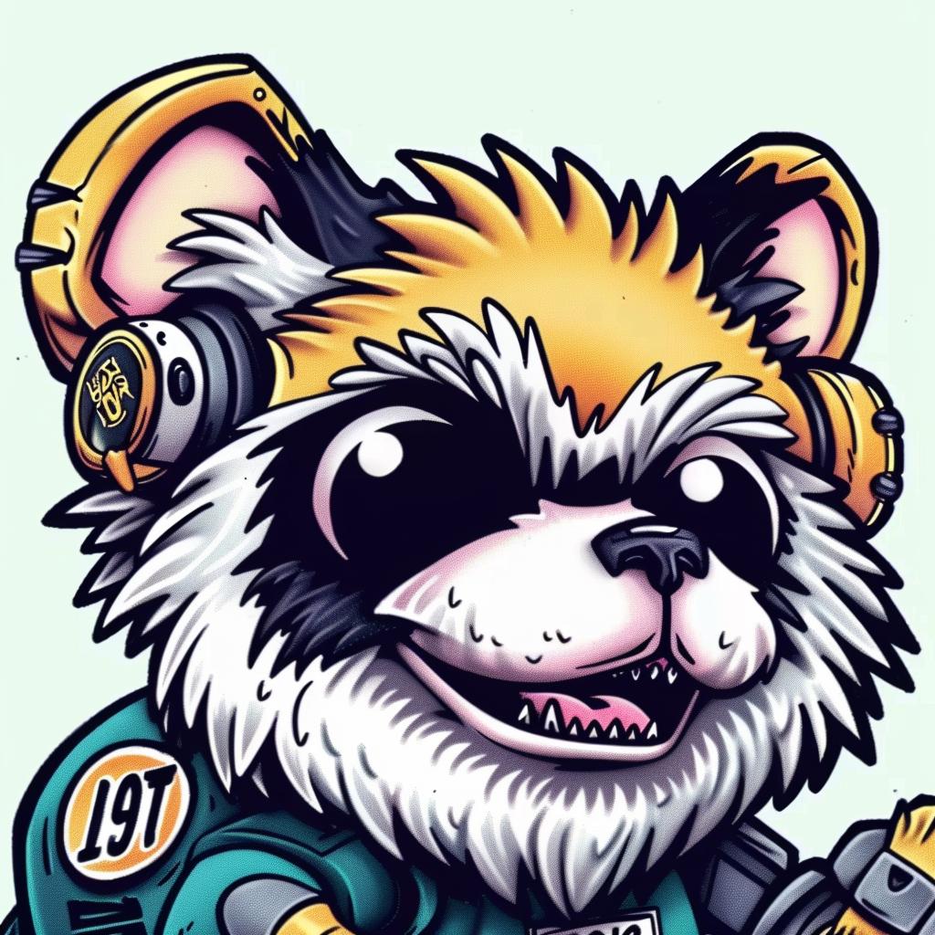 raccoon  headphones  gun  cartoon  animal  playful  fun  illustration  character  bold 940032