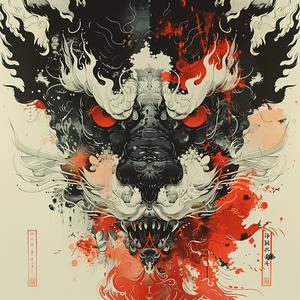 surreal  album  cover  dragon  flames  symbolist  hyper-realistic  screenprinting  risograph  art 1078396