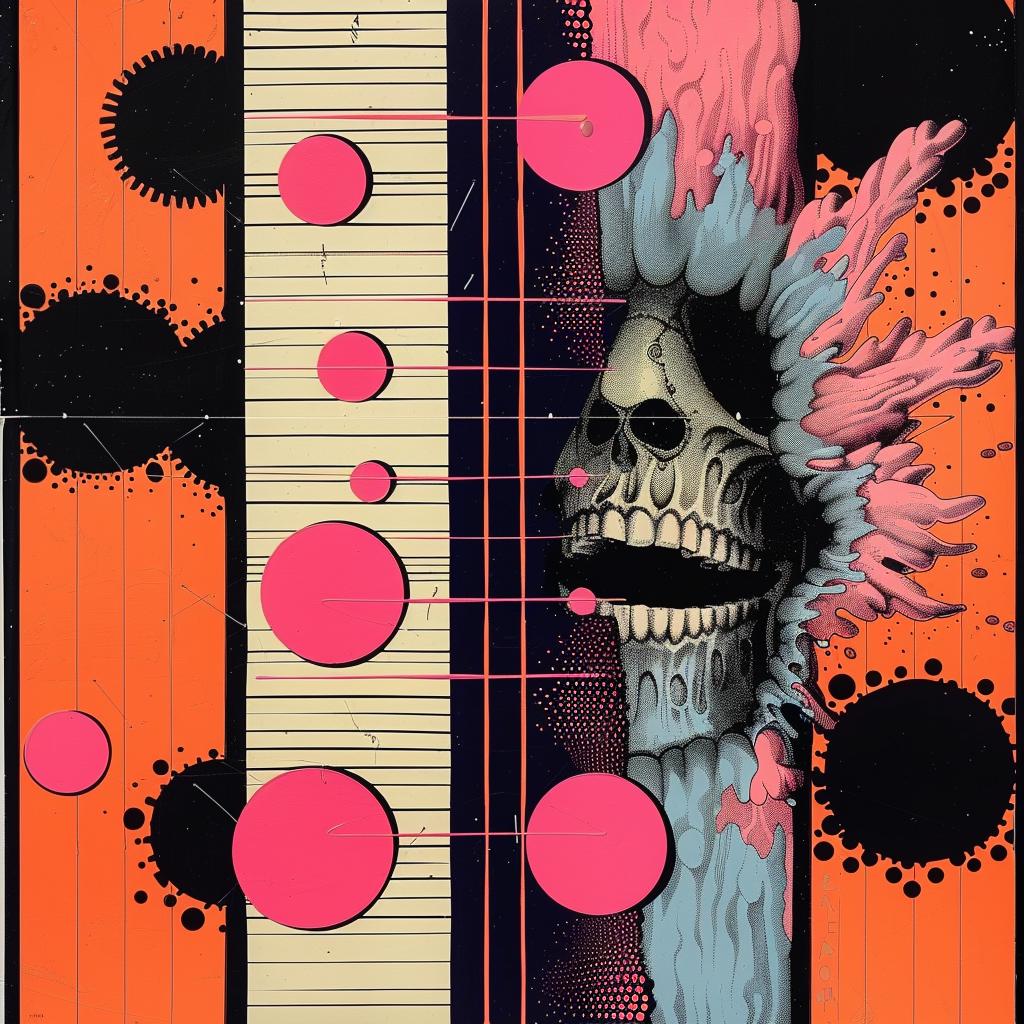 skull  guitar  painting  abstract  colorful  musical  artwork  background  visual  medium 1020746
