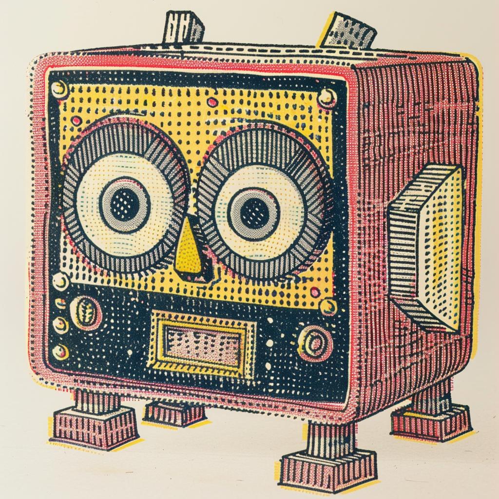 drawing  robot  boombox  face  eyes  whimsical  character  illustration  playful  cartoonish 917243