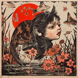 chromolithography  poster  cat  girl  water  colorful  art  nature  whimsical  playful 1050931