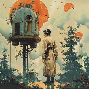 woman  house  bird  chromolithography  artwork  figurative  landscape  surreal  creative  nature 1040484