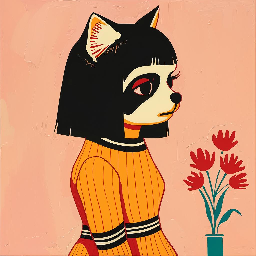 raccoon  flower  whimsical  cute  playful  painting  illustration  character  art  style 966887