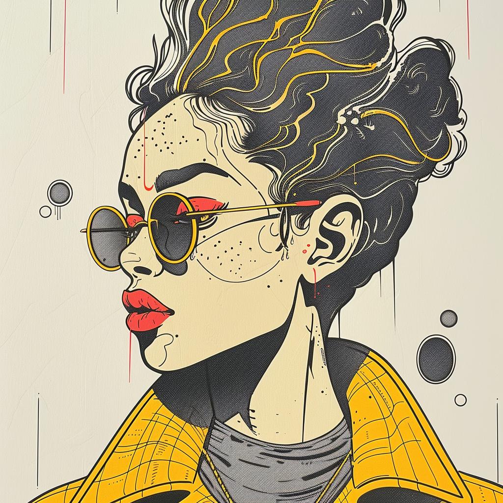 صورة عارضة أزياء أمريكية من أصل أفريقي، سترة، نظارات شمسية، رسم توضيحي، أزياء، رقم 938400