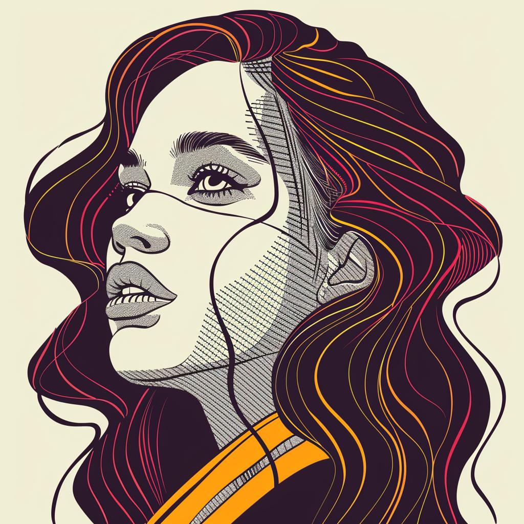 امرأة من فن البوب، سمراء، شعر طويل، سترة صفراء، متجهة، رسم توضيحي، صورة شخصية، منمقة، حديثة، 936916