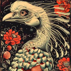 bird  flowers  headdress  painting  chromolithography  nature  artistic  colorful  whimsical  detailed 1047951