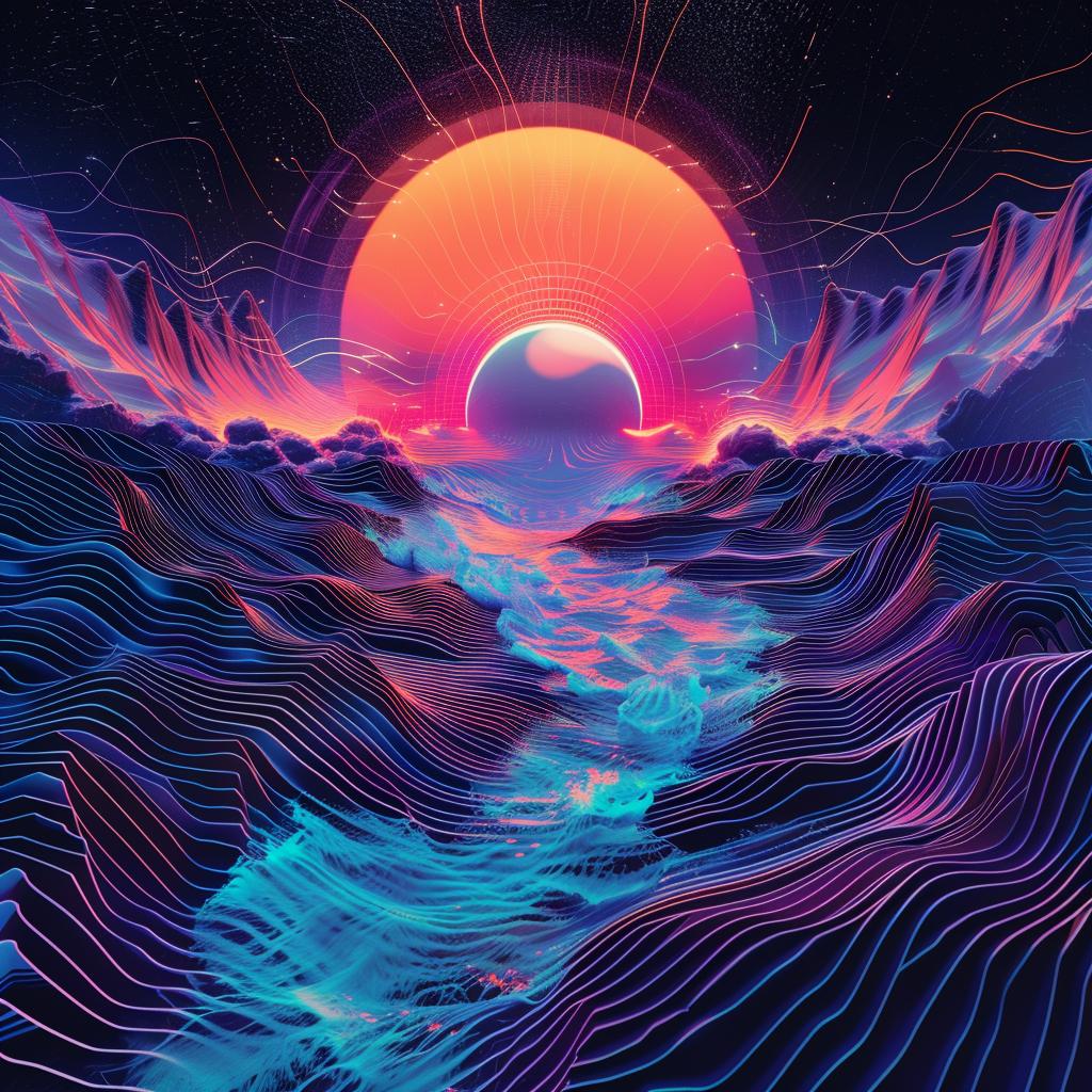 Synthwave  Ukiyo-e  Surreal  Minimalism  Water  Sunset  Mountains  Digital  Pointillism  Halftone 916244