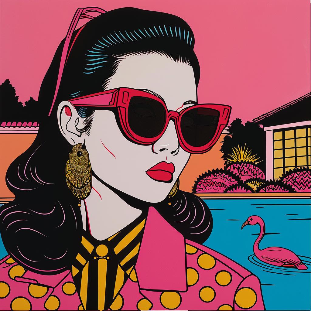 surreal  album  cover  woman  sunglasses  dress  polka  colorful  art  painting 1021383