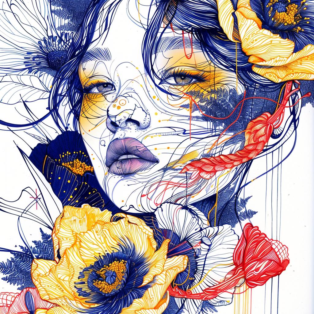 flowers  bloom  animated  vibrant  folk  illustration  woman  hair  colorful  beautiful 944982