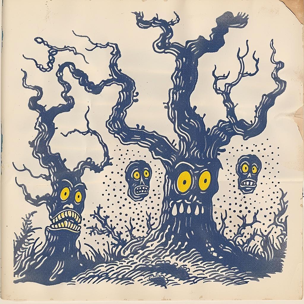 غلاف ألبوم رسم أشجار عيون كريمية زرقاء داكنة بول 917407