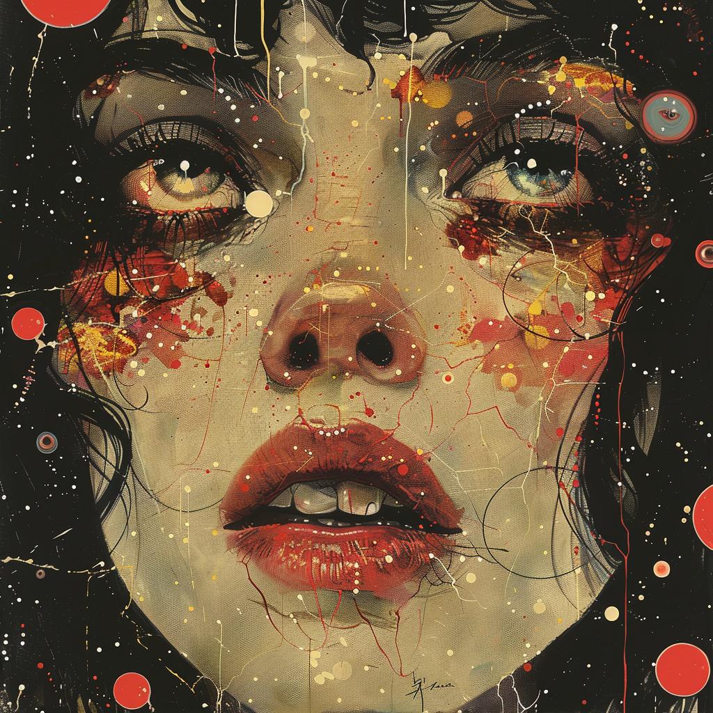 woman  red  dots  face  abstract  bold  colorful  expression  artistic  stylized 960853