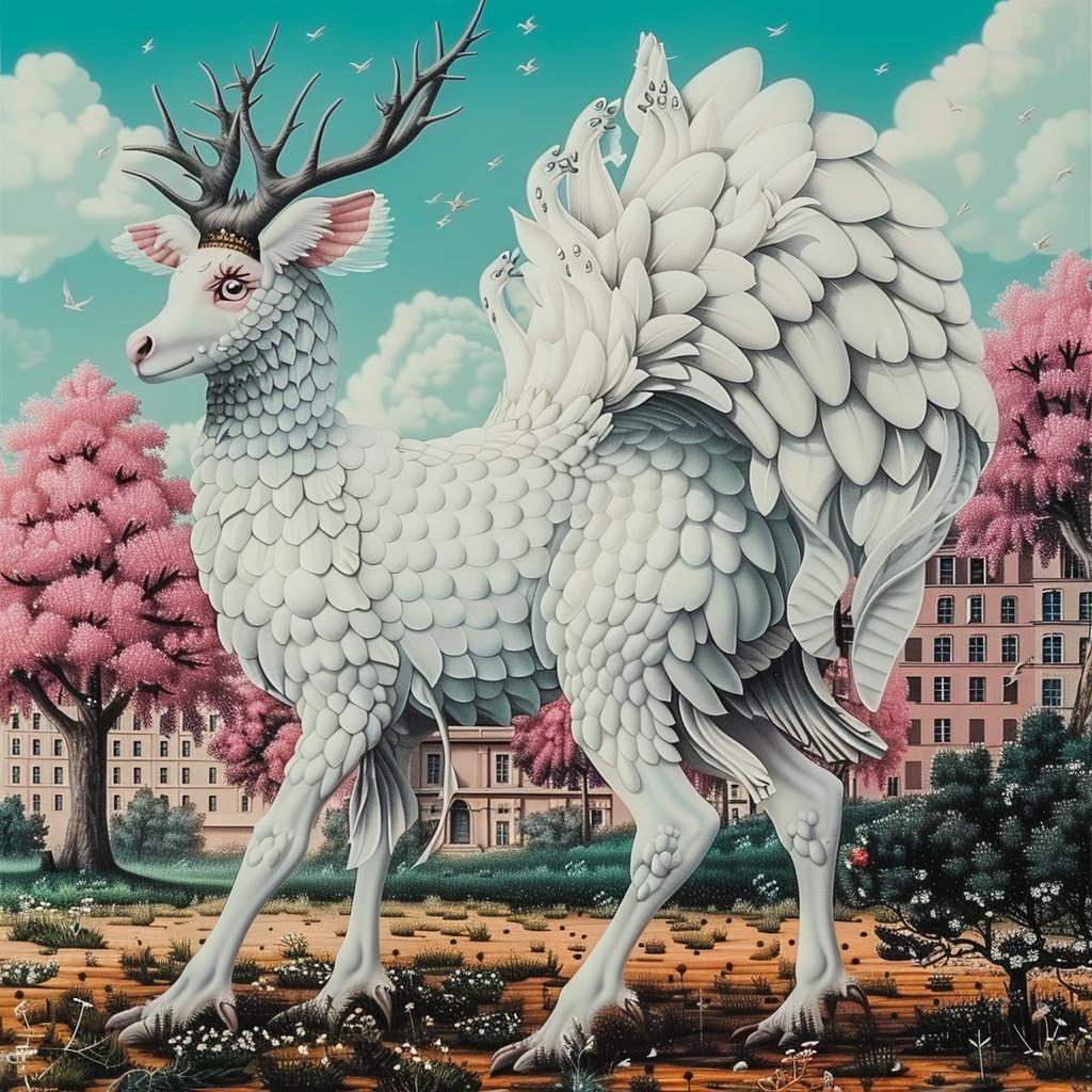 white  deer  wings  mythical  creature  fantasy  magical  surreal  illustration  unique 941308