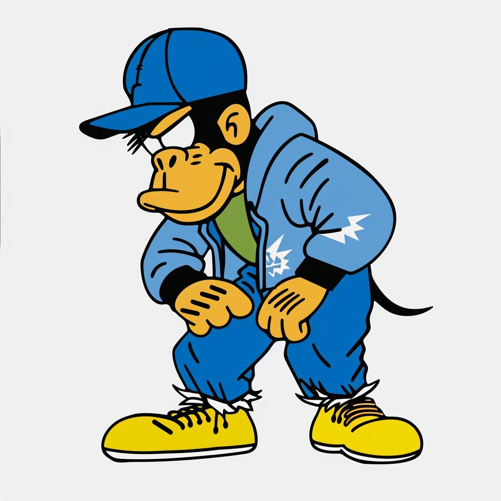 cartoon  monkey  animal  streetwise  jacket  blue  yellow  minimal  style  fashion 955671